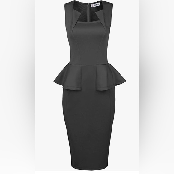 knee length dresses for ladies Women Black Peplum Bodycon Dress-SFDRSS11442